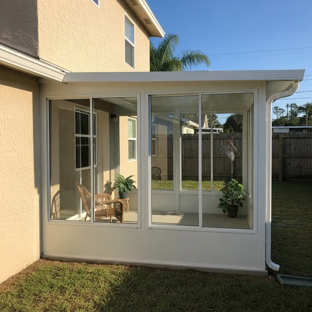 Newly installed residential screen enclosure attached to home in Winter Park, FL