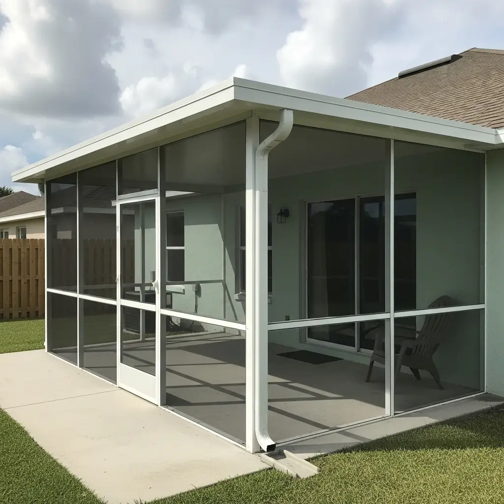 Newly built screened porch enclosure with aluminum frame in Winter Park, FL